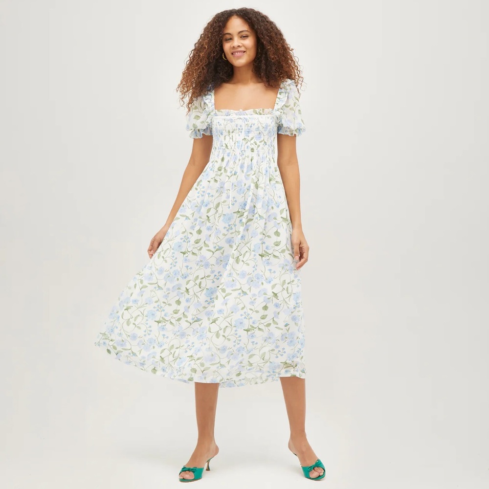 Hill House Scarlett Nap Dress Floral Blue and White Dress XXS